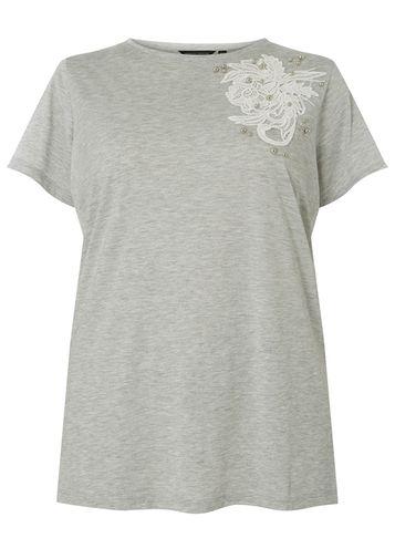 Dorothy Perkins Dp Curve Grey Floral Applique T-shirt