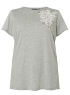 Dorothy Perkins Dp Curve Grey Floral Applique T-shirt