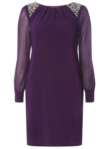 Dorothy Perkins Billie & Blossom Purple Silver Trim Shift Dress
