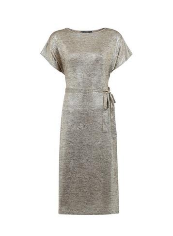 Dorothy Perkins Gold Shimmer Belted Midi Dress