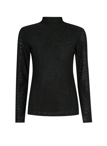 Dorothy Perkins Black Long Sleeve Textured High Neck Top