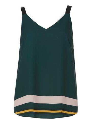 Dorothy Perkins Green Striped Border Camisole Top