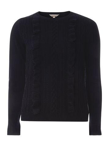 Dorothy Perkins Petite Navy Ruffle Cable Front Jumper