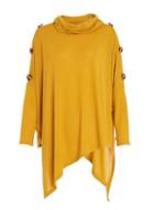 Dorothy Perkins *quiz Mustard Asymmetric Cowl Neck Knitted Long Sleeve Top