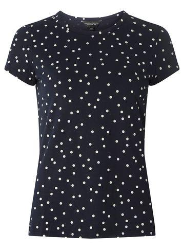 Dorothy Perkins Navy Polka Dot Printed T-shirt