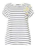Dorothy Perkins Dp Curve Multi Coloured Stripe Floral Embroidered T-shirt