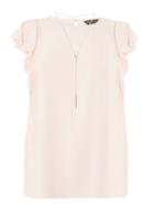 Dorothy Perkins Dp Curve Nude Ruffle Necklace Trim Top