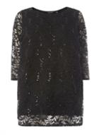 Dorothy Perkins Dp Curve Black Sequin Embellished Lace Top