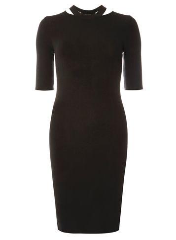 Dorothy Perkins Black Split Neck Knitted Bodycon Dress
