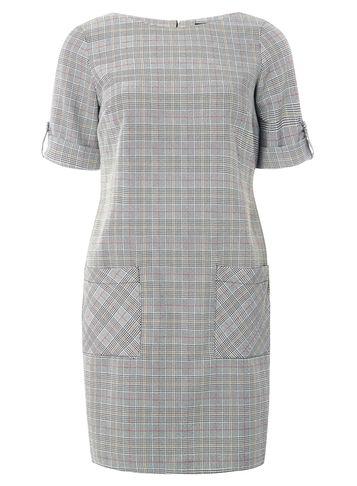 Dorothy Perkins Grey And Red Check Shift Dress