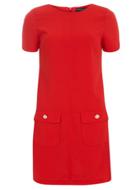 Dorothy Perkins Red Button Pocket Shift Dress
