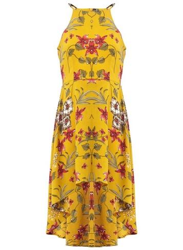 *izabel London Mustard Floral Print Dress