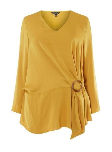 Dorothy Perkins *dp Curve Ochre Horn Buckle Wrap Top