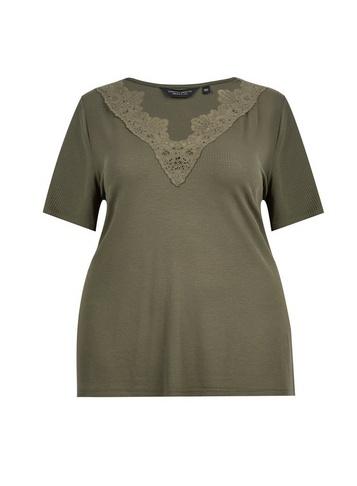 Dorothy Perkins *dp Curve Khaki Lace V-neck Top