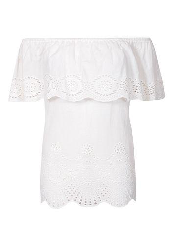 Dorothy Perkins *quiz White Laser Cut Bardot Top