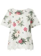 Dorothy Perkins *dp Curve Ivory Floral Print Lace Hem T-shirt