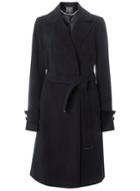Dorothy Perkins *tall Navy Belted Wrap Coat With Wool