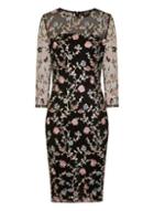 Dorothy Perkins *girls On Film Black Embroidered Bodycon Dress