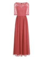 *little Mistress Coral Lace Maxi Dress