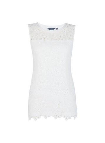 Dorothy Perkins *tall White Floral Lace Vest