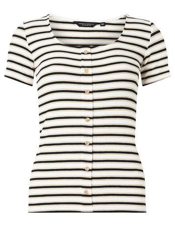 Dorothy Perkins Multi Coloured Striped Button Top