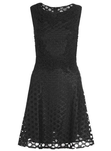 Dorothy Perkins *quiz Black Crochet Skater Dress