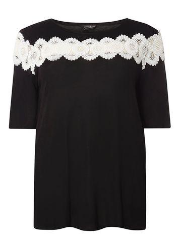 Dorothy Perkins Dp Curve Black Cutout Lace Trim Top