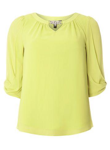 Dorothy Perkins *billie & Blossom Lime Trim Detail Blouse