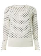Dorothy Perkins Ivory Spotted Button Cuff Jumper