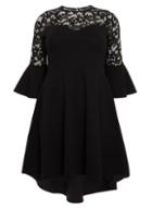 *quiz Black 3/4 Sleeve Dip Hem Dress