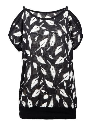 *izabel London Black Feather Print Top