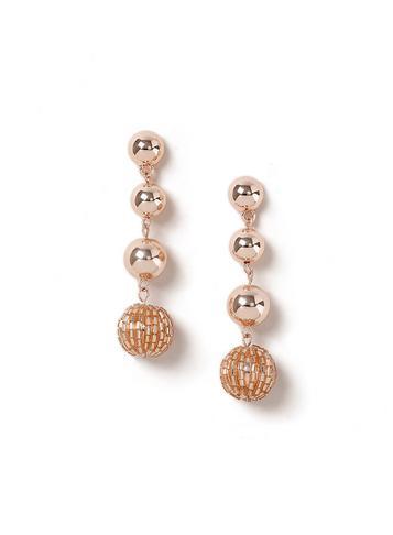 Dorothy Perkins Rose Gold Look Ball Drop Earrings