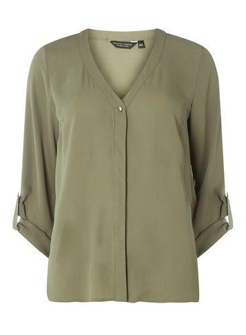 Dorothy Perkins Khaki V-neck Placket Shirt