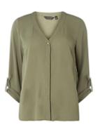 Dorothy Perkins Khaki V-neck Placket Shirt