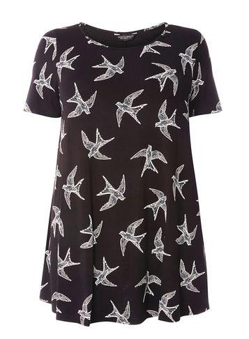 Dorothy Perkins Dp Curve Black Bird Print T-shirt