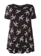 Dorothy Perkins Dp Curve Black Bird Print T-shirt