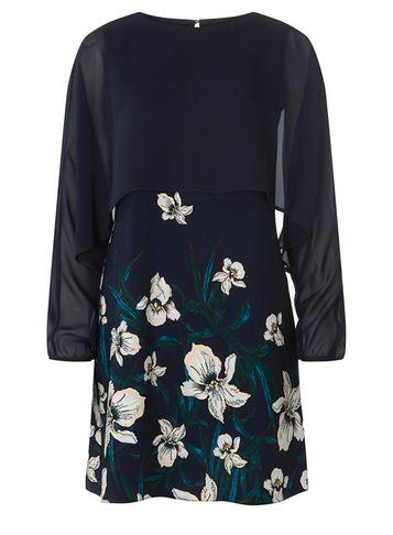 Dorothy Perkins Navy Lily Border Overlay Shift Dress