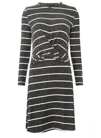 Dorothy Perkins Grey Striped Manipulated Skater Dress