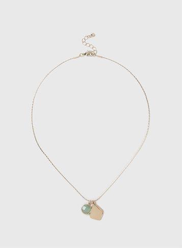 Dorothy Perkins Gold And Pastel Green Semi Precious Necklace
