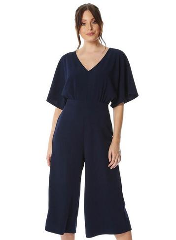 *roman Originals Navy Wrap Culotte Jumpsuit