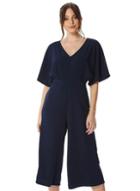 *roman Originals Navy Wrap Culotte Jumpsuit