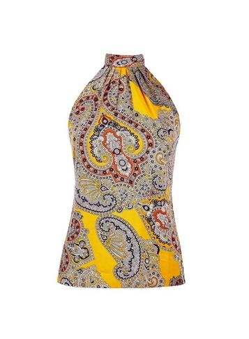 Dorothy Perkins Petite Orange Paisley Print Halter Neck Top