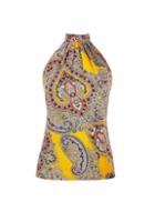 Dorothy Perkins Petite Orange Paisley Print Halter Neck Top