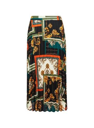 Dorothy Perkins Black Scarf Print Pleated Skirt