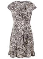 Dorothy Perkins *izabel London Beige Leopard Print Wrap Dress
