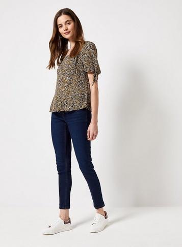 Dorothy Perkins Black Ditsy Print Square Neck Top