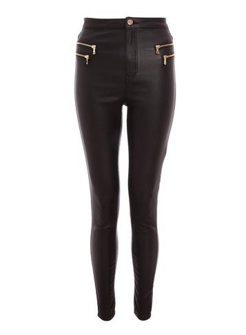 *quiz Faux Leather Zip Trousers