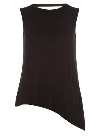 Dorothy Perkins Black Asymetric Jersey Top