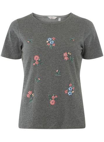 Dorothy Perkins Petite Grey Floral Print T-shirt