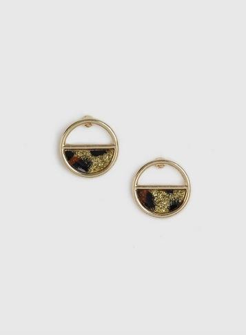 Dorothy Perkins Multi Colour Leopard Design Glitter Stud Earrings